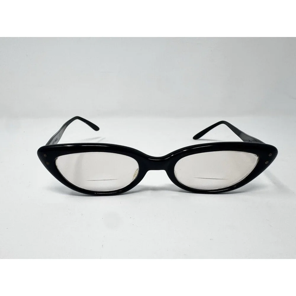 Liberty USA 5 3/4 Cat Eye Eyeglass Frames Black 46-20-145 1970s Vintage